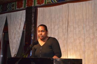 Chairlady of the YWPG, Natalina Hong giving her speech at the opening of the inauguration program on the 15th Dec 2011